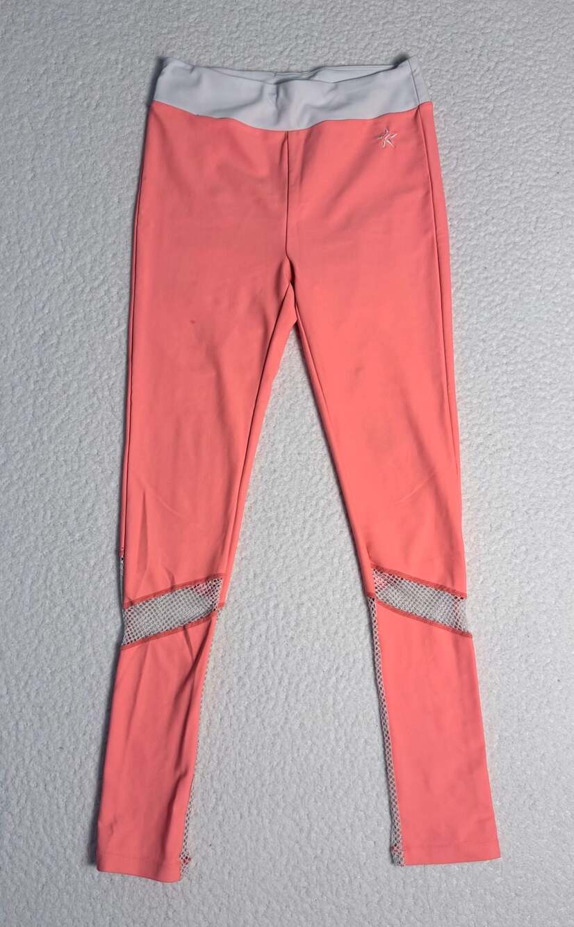 Rebel Athletic Mesh Leggings Youth Large Coral White